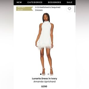 White Feathered Backless Amanda Uprichard Revolve Dress